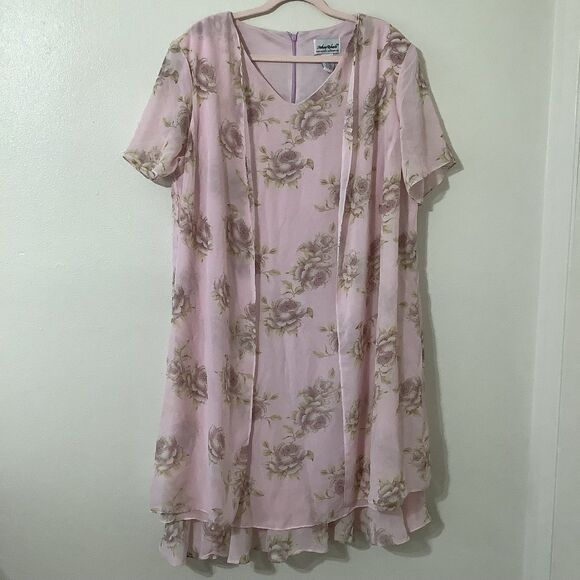 Anthony Richards Dresses & Skirts - Vintage 90s Pink Floral Girly Cottagecore Feminine Ruffle Spring Midi Dress 20W